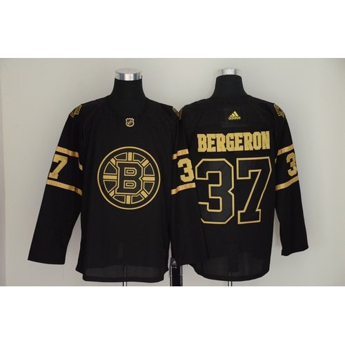 37 Patrice Bergeron Black Gold Jersey