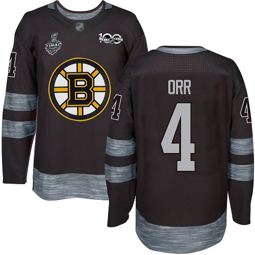 #4 Bobby Orr Black 1917-2017 100th Anniversary 2019 Stanley Cup Final Bound Stitched Hockey Jersey