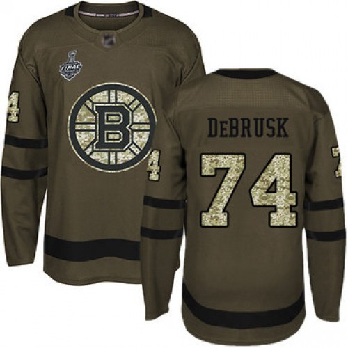 #74 Jake DeBrusk Green Salute to Service 2019 Stanley Cup Final Bound Stitched Hockey Jersey