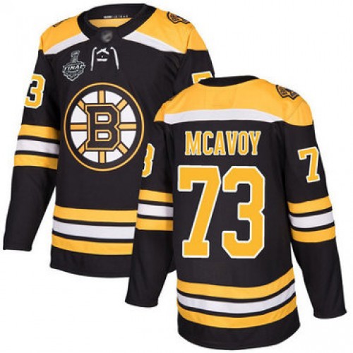 #73 Charlie McAvoy Black Home Authentic 2019 Stanley Cup Final Bound Stitched Hockey Jersey