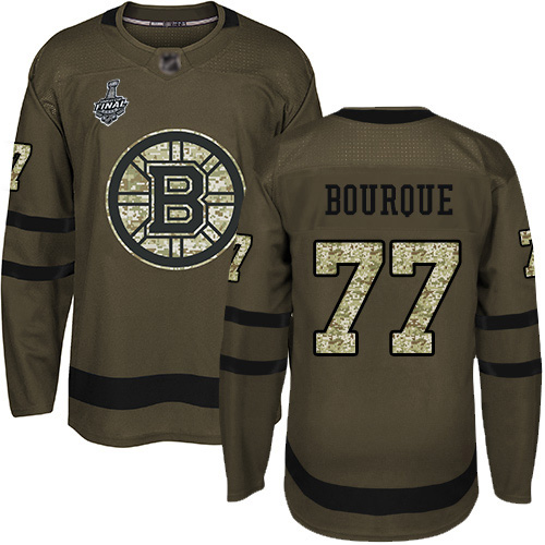 #77 Ray Bourque Green Salute to Service 2019 Stanley Cup Final Bound Stitched Hockey Jersey