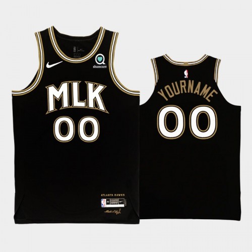 Men Atlanta Hawks Custom #00 2020-21 MLK City Edition Authentic Black Jersey