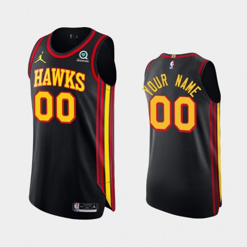 Men's Atlanta Hawks Custom #00 2020-21 Statement Authentic Black Jersey