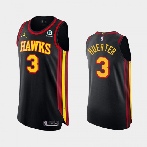 Men's Atlanta Hawks Kevin Huerter #3 2020-21 Statement Authentic Black Jersey