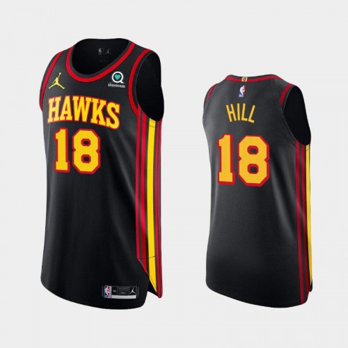 Men's Atlanta Hawks Solomon Hill #18 2020-21 Statement Authentic Black Jersey