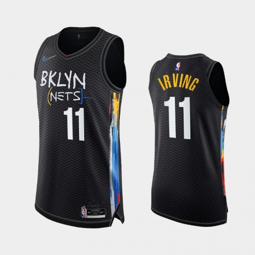 Men Brooklyn Nets Kyrie Irving #11 2020-21 Authentic City Edition Black Jersey
