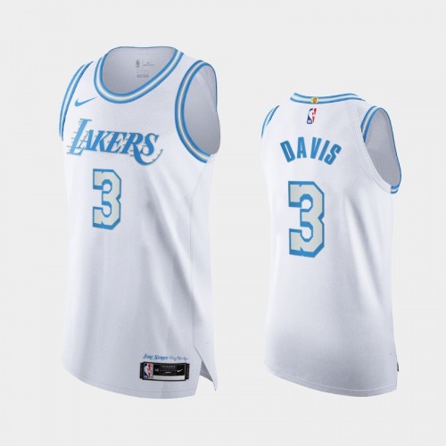 Men Los Angeles Lakers Anthony Davis #3 2020-21 Authentic City Legacy of Lore White Jersey
