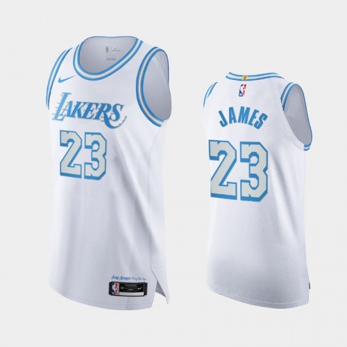 Men Los Angeles Lakers LeBron James #23 2020-21 Authentic City Legacy of Lore White Jersey