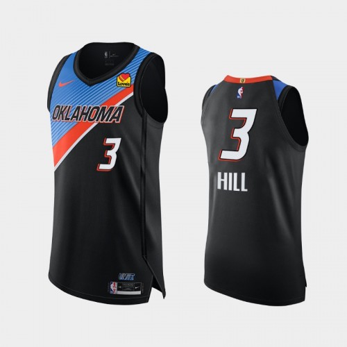 Men's Oklahoma City Thunder George Hill #3 2020-21 City Authentic Black Jersey