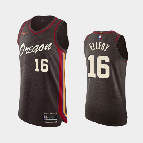 Men's Portland Trail Blazers C.J. Elleby #16 2020-21 City Edition Authentic Chocolate Jersey