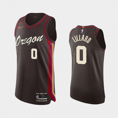 Men's Portland Trail Blazers Damian Lillard #0 2020-21 City Edition Authentic Chocolate Jersey