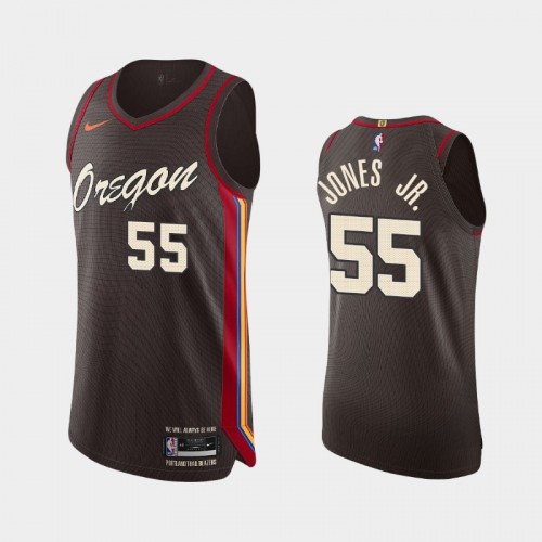 Men's Portland Trail Blazers Derrick Jones Jr. #55 2020-21 City Edition Authentic Chocolate Jersey