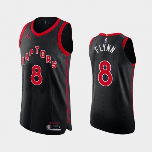 Men's Toronto Raptors Malachi Flynn #8 2020-21 Statement Authentic Black Jersey