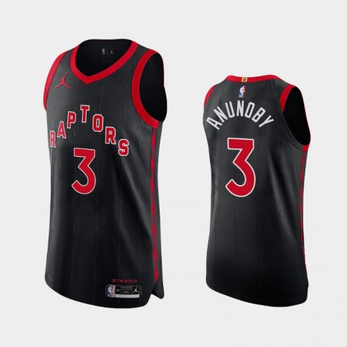 Men's Toronto Raptors OG Anunoby #3 2020-21 Statement Authentic Black Jersey