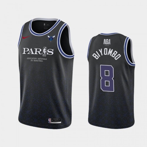 Men's Charlotte Hornets #8 Bismack Biyombo Black 2020 NBA Paris Game Jersey