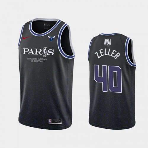 Men's Charlotte Hornets #40 Cody Zeller Black 2020 NBA Paris Game Jersey