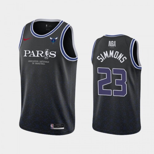 Men's Charlotte Hornets #23 Kobi Simmons Black 2020 NBA Paris Game Jersey