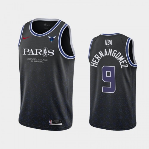 Men's Charlotte Hornets #9 Willy Hernangomez Black 2020 NBA Paris Game Jersey