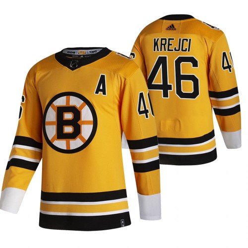 #46 David Krejci Yellow 2020-21 Reverse Retro Alternate Jersey