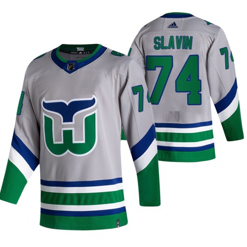 #74 Jaccob Slavin Grey 2020-21 Reverse Retro Alternate Jersey