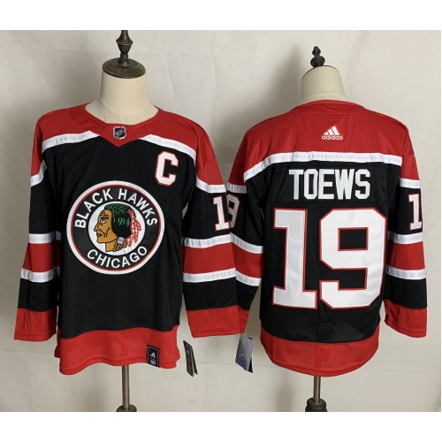 #19 Jonathan Toews Black With C Patch 2021 Retro Stitched Jersey