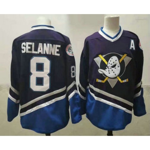 #8 Teemu Selanne 1995-96 Purple CCM Vintage Throwback Jersey