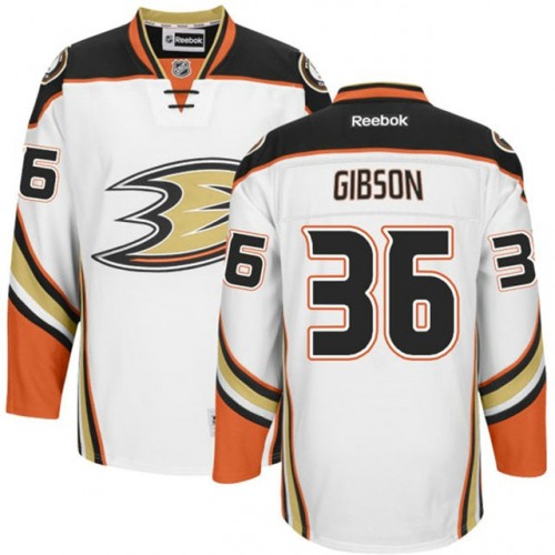 #36 John Gibson White Hockey Away Premier Jersey