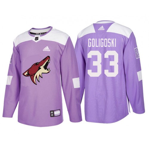 #33 Alex Goligoski Purple Hockey Fights Cancer Authentic Jersey