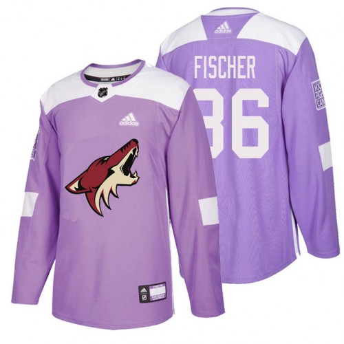 #36 Christian Fischer Purple Hockey Fights Cancer Authentic Jersey