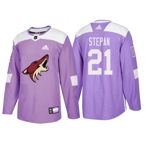#21 Derek Stepan Purple Hockey Fights Cancer Authentic Jersey