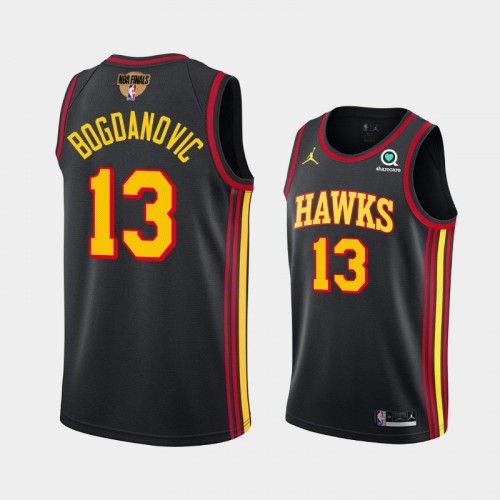 Atlanta Hawks Bogdan Bogdanovic Men #13 2021 NBA Playoffs Black G7 Starters Jersey