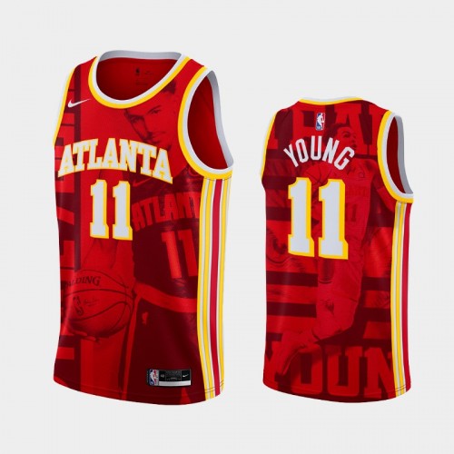 Atlanta Hawks Trae Young Men #11 2021 Playoffs 48 PTS Red Painting Jersey