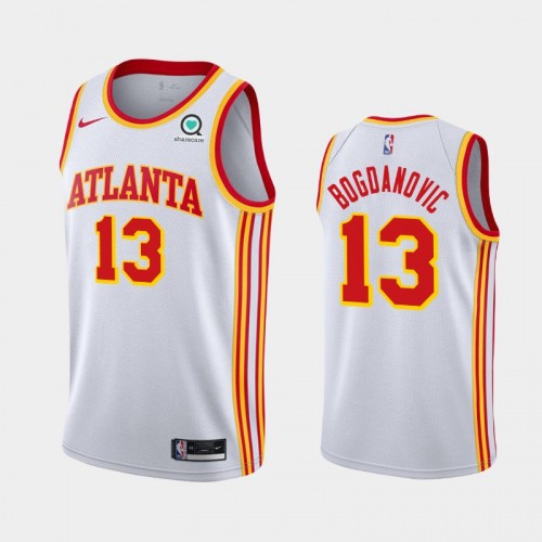 Men's Atlanta Hawks Bogdan Bogdanovic #13 2020-21 Association White Jersey