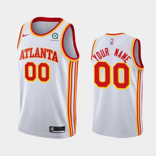 Men's Atlanta Hawks #00 Custom 2020-21 Association White Jersey