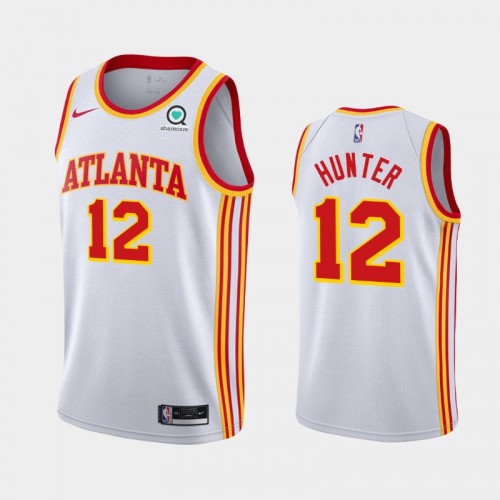Men's Atlanta Hawks #12 De'Andre Hunter 2020-21 Association White Jersey