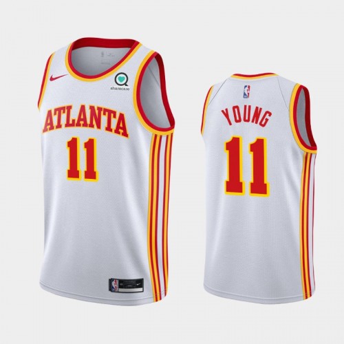 Men's Atlanta Hawks #11 Trae Young 2020-21 Association White Jersey