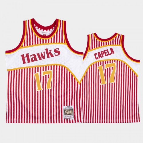 Atlanta Hawks #17 Clint Capela Striped Red 1986-87 Jersey