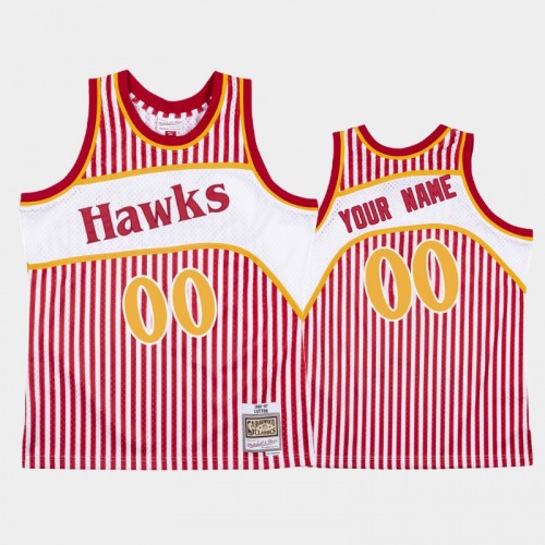 Atlanta Hawks #00 Custom Striped Red 1986-87 Jersey