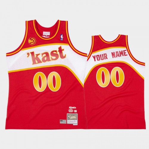 Men's Atlanta Hawks #00 Custom Red Outkast x BR Remix Jersey