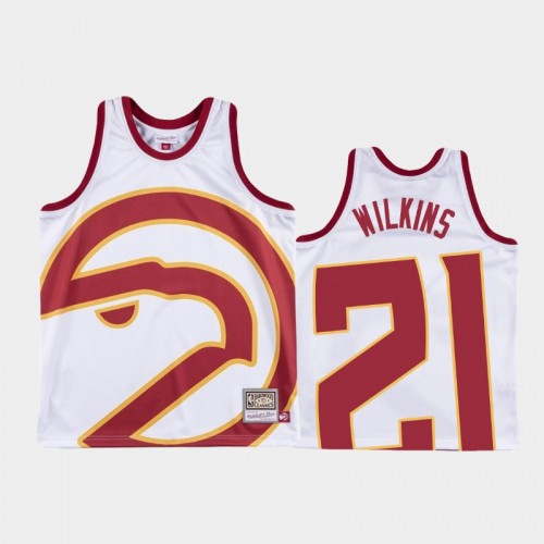 Atlanta Hawks #21 Dominique Wilkins White Big Face Jersey - Hardwood Classics