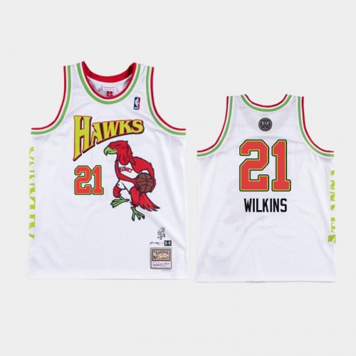 Men's Atlanta Hawks #21 Dominique Wilkins White NBA Remix Jersey - Future
