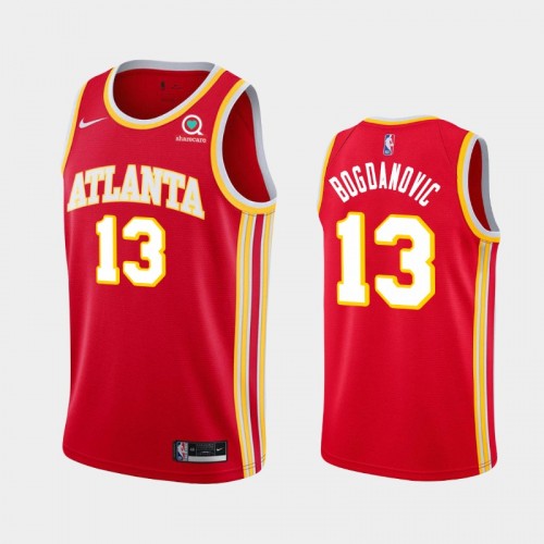 Men's Atlanta Hawks Bogdan Bogdanovic #13 2020-21 Icon Red Jersey