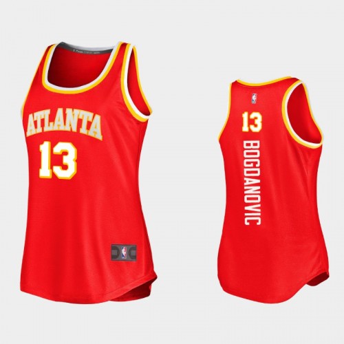 Atlanta Hawks Bogdan Bogdanovic Women #13 Icon Edition Replica Red Jersey