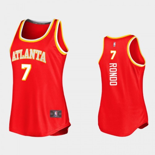 Atlanta Hawks Rajon Rondo Women #7 Icon Edition Replica Red Jersey