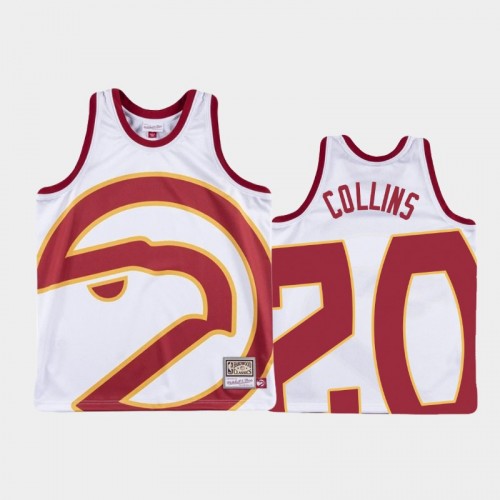 Atlanta Hawks #20 John Collins White Big Face Jersey - Hardwood Classics