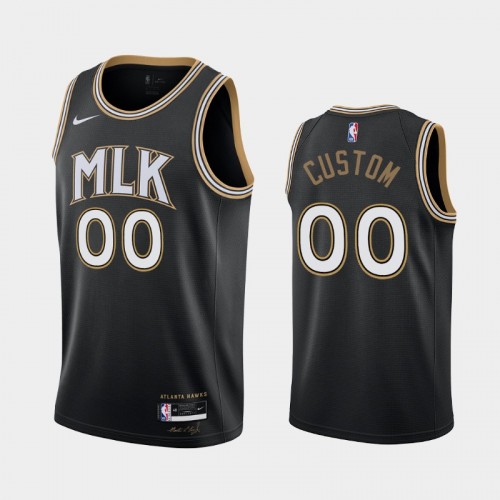 Men's Atlanta Hawks #00 Custom 2020-21 MLK City Black Jersey