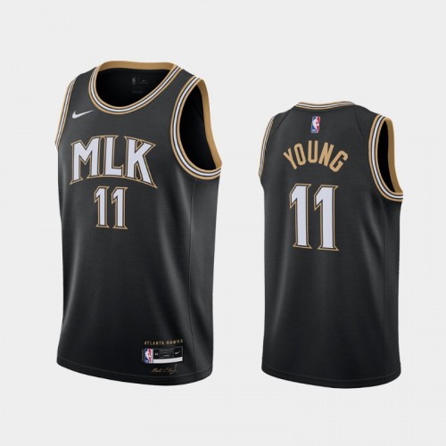 Men's Atlanta Hawks #11 Trae Young 2020-21 MLK City Black Jersey