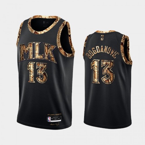 Atlanta Hawks Bogdan Bogdanovic Men #13 Python Skin Black 2021 Exclusive Edition Jersey