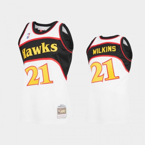 Dominique Wilkins Men #21 Reload 2.0 Hardwood Classics White Jersey