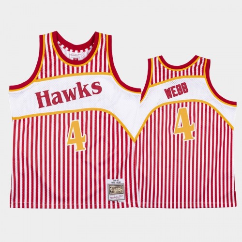 Atlanta Hawks #4 Spud Webb Striped Red 1986-87 Jersey